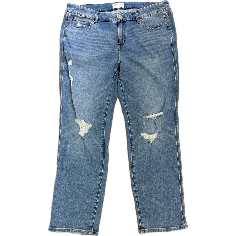 Lane Bryant Signature Fit Mid-Rise Straight Distressed Jeans Blue Size 20
